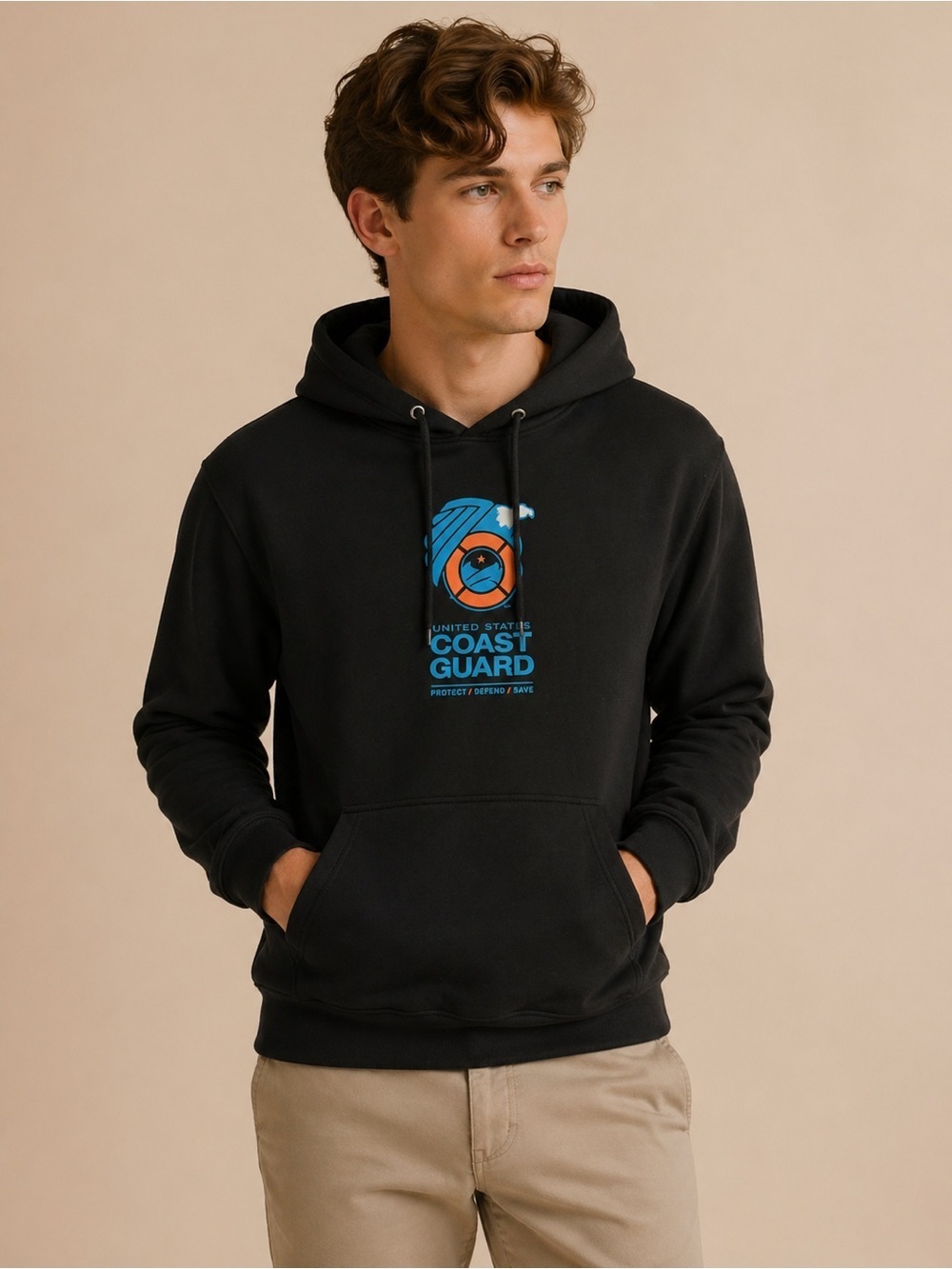 United States Coast Guard Hoodie Black XL USA Made Graphic Pullover
